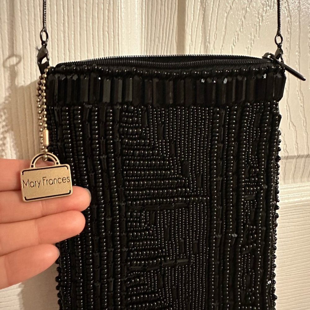 Mary Frances Black Beaded Clutch/Crossbody